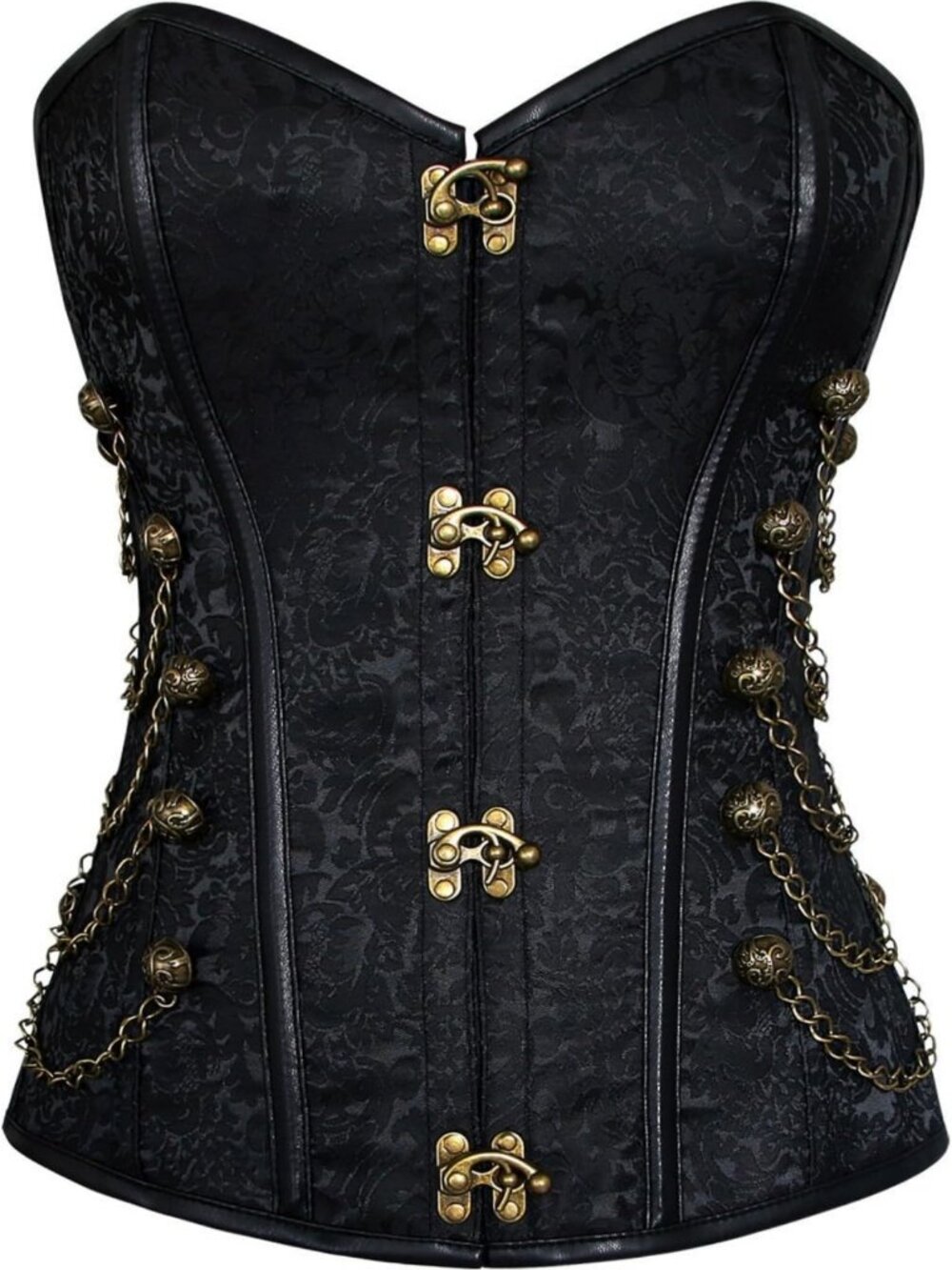 Steel Boned Steampunk Gothic Corset Bustier with Chains for Women - Chic Fashion